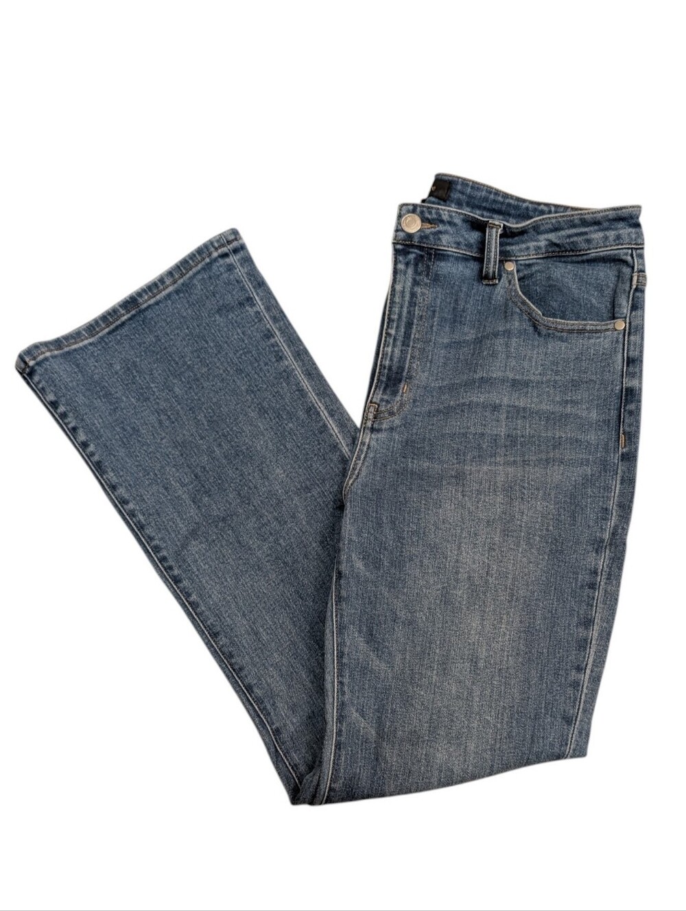 Quince Organic Cotton Stretch High Rise Kick Flare Jeans Size 31 Medium Wash